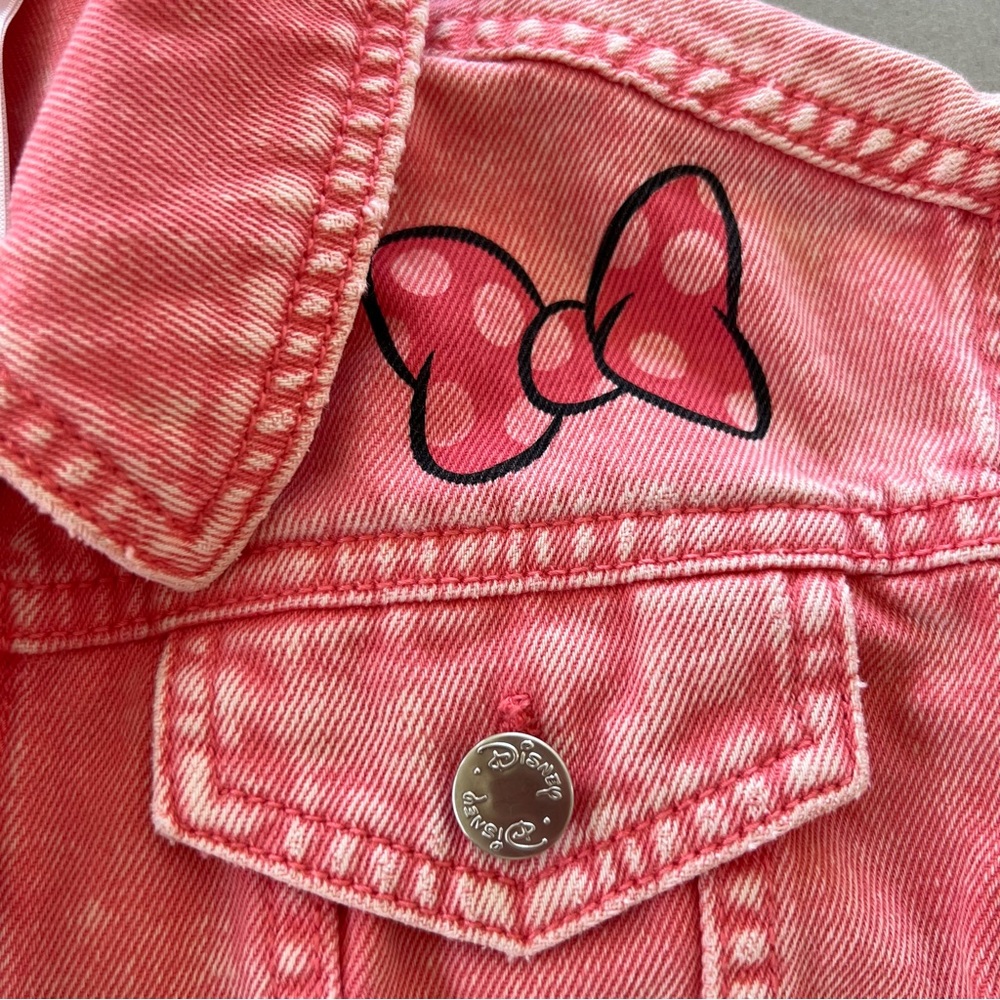 Disney Minnie Mouse Pink Jean Jacket‎ with Bow Design 3T - Picture 4 of 7